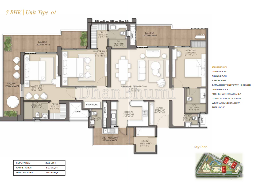 3BHK ,The Kingstown Heights | Dhanbhumi